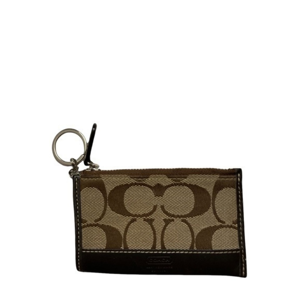 Coach brown signature c mini coin wallet key ring